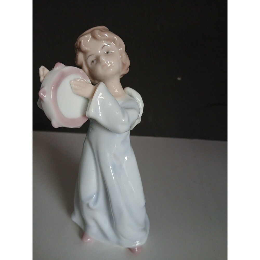 Formalities by Baum Bros. Porcelain Angel W Tambourine Ceramic